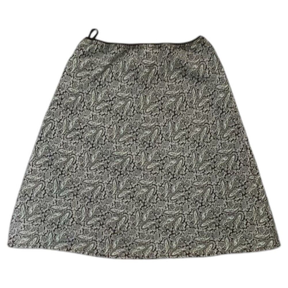 Connected Apparel Brown Paisley A-Line Skirt Women’s M Lined Pull On Career